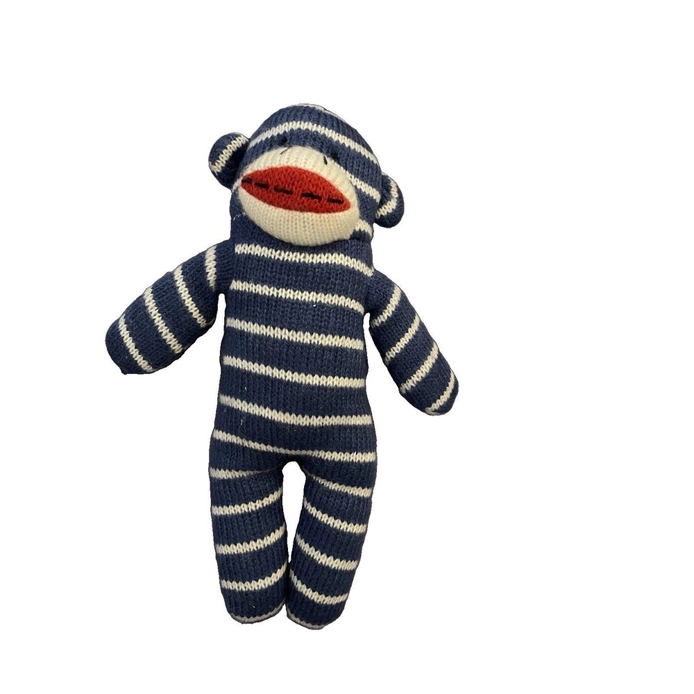 Dan Dee Collector’s Choice Sock Monkey Blue & White Stripe 9 in.
